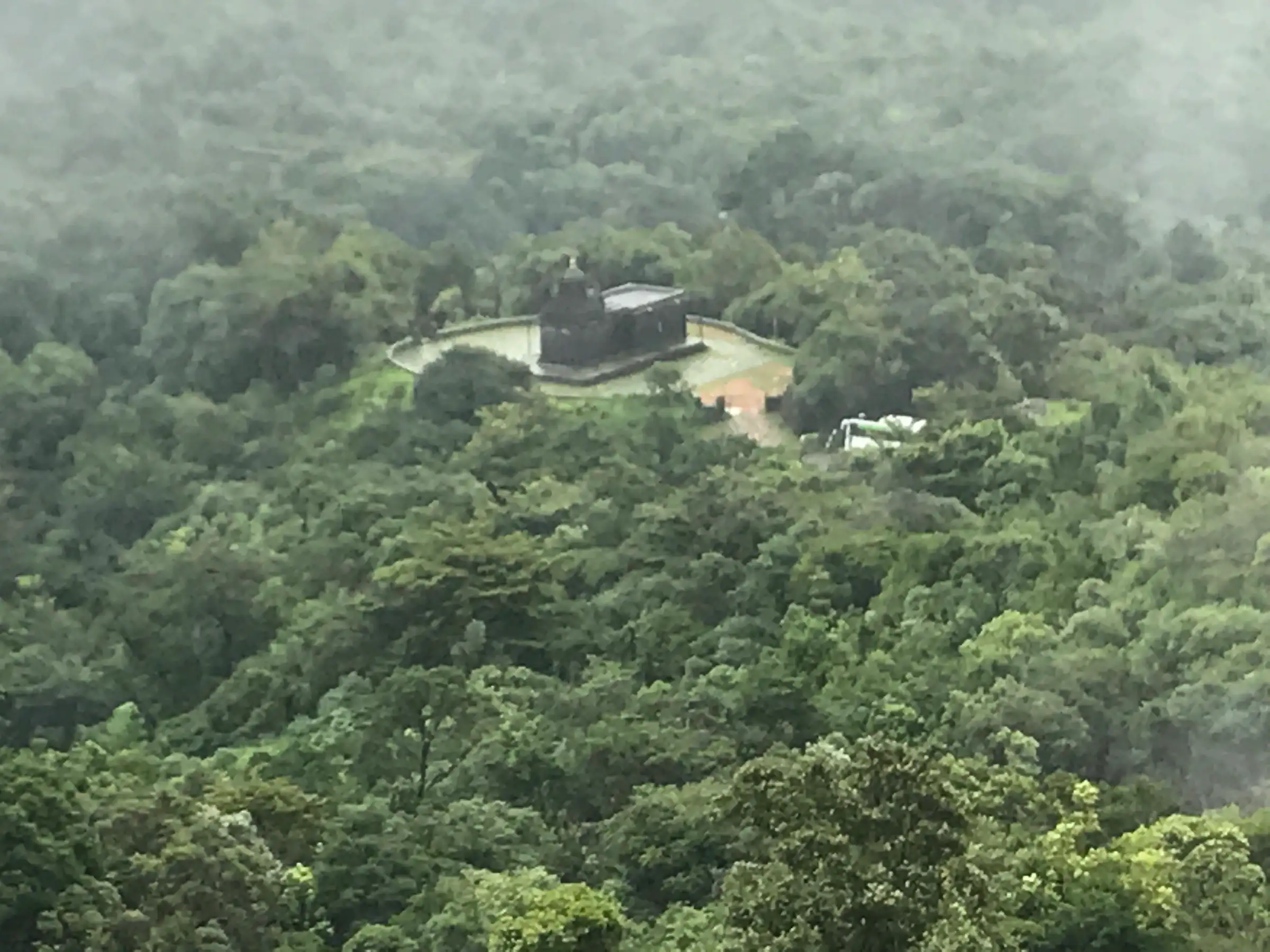 The old Bettada Bhairaveshwara temple in the Western Ghats forest, where the walk to Jenukal Gudda begins