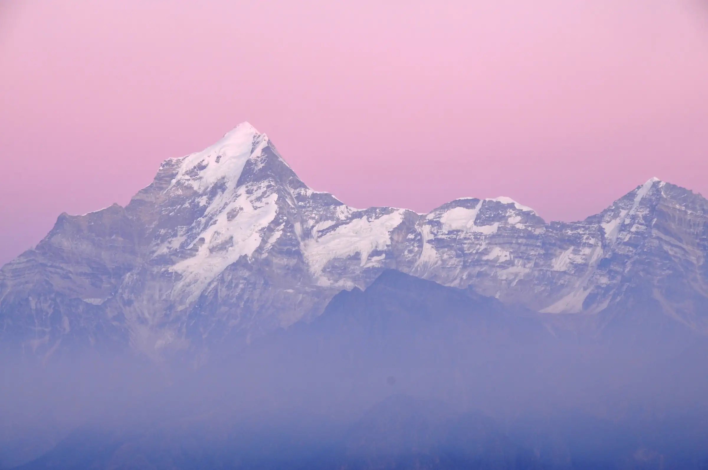 Snow-capped Dunagiri (Dronagiri) peak seen from Kuari Pass, visited on the acclimatisation day