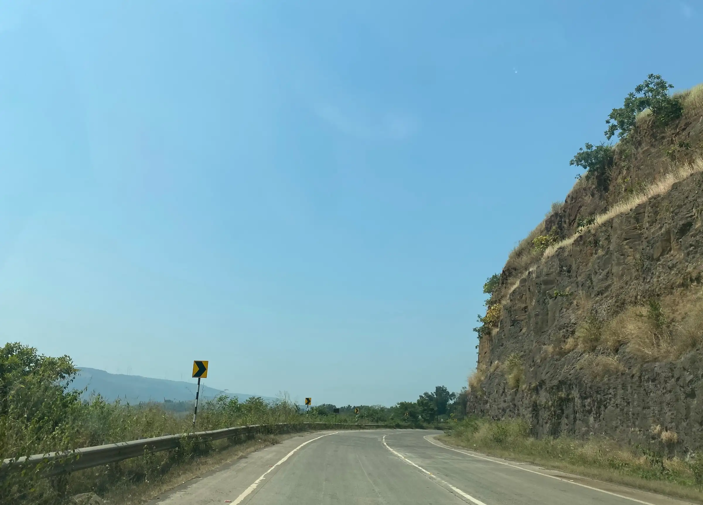 Ghat road and rock cutting in the hills around Patan, about 3 km from Dategad (not the fort itself)