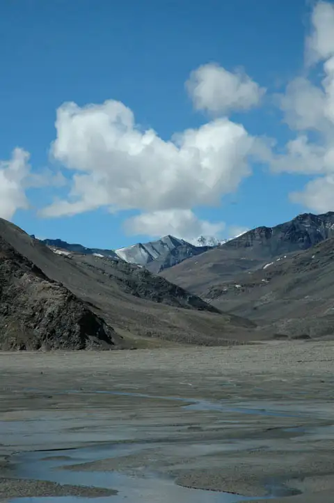 The Yunam river valley seen from Bharatpur tent colony on the Leh-Manali highway, near the start of the Yunam Peak trek