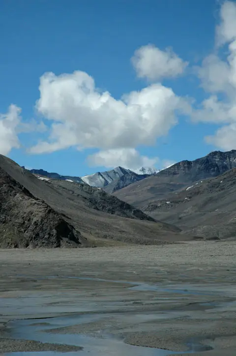 The Yunam river valley seen from Bharatpur tent colony on the Leh-Manali highway, near the start of the Yunam Peak trek